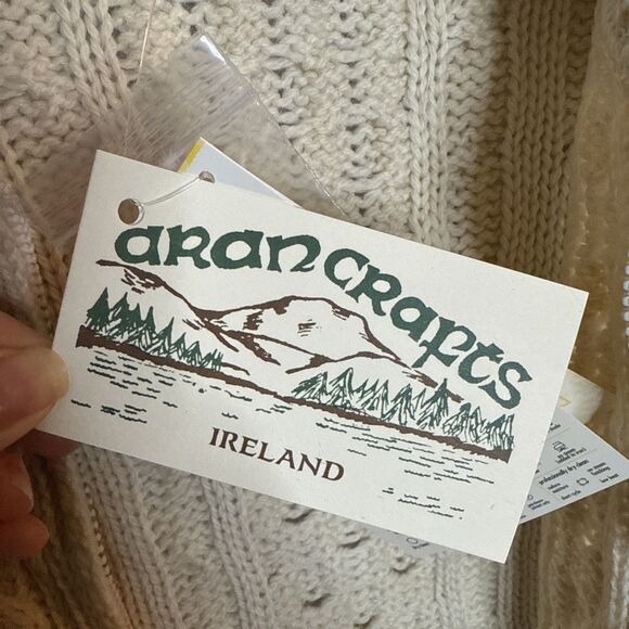 Aran Crafts Womens Cardigan Sweater 100% Merino Wool XL Full Zip Cable Fisherman - Picture 8 of 14